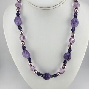 Purple Beaded Necklace‎ Plastic Jewelry Fashion Necklace Statement Elegant